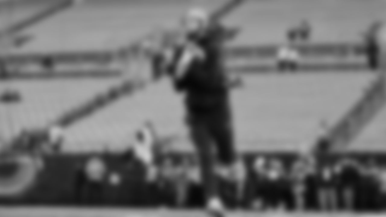 Seahawks wide receiver Cody White (82) warms up at Bank of America Stadium for the Week 17 matchup vs. Panthers on December 28, 2025.