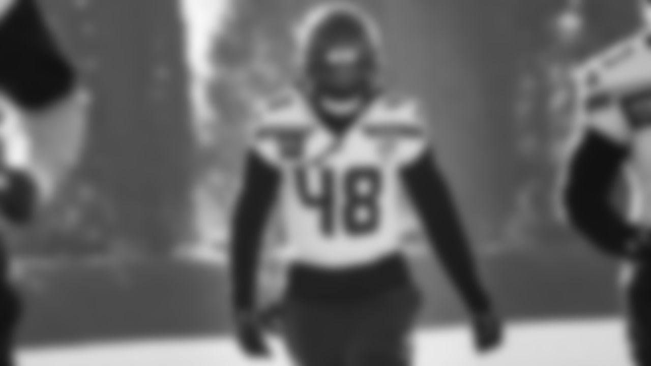 Seahawks linebacker Tyrice Knight (48) practiced on Wednesday, January 21, 2026 at the Virginia Mason Athletic Center.