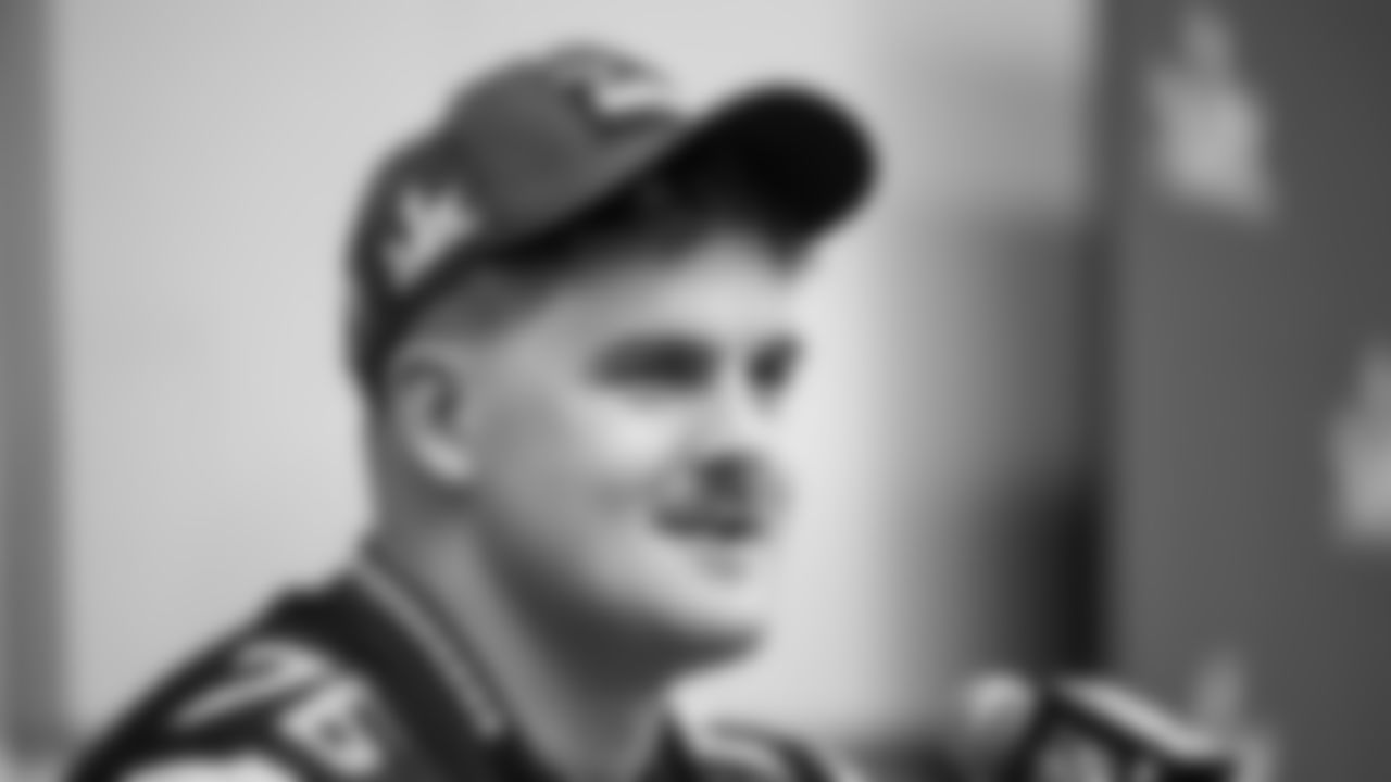 Seahawks guard Grey Zabel (76) at day three of press conference media availability on February 5, 2026.