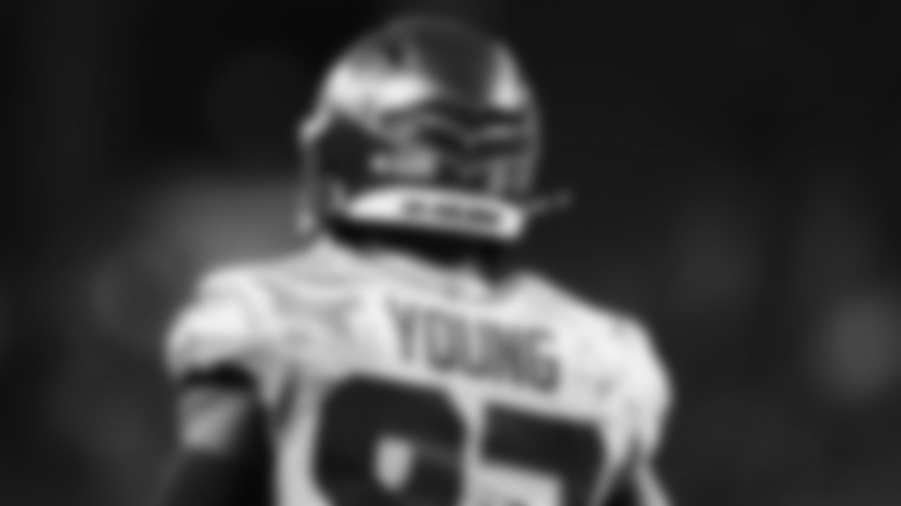 Seahawks wide receiver Dareke Young (83) warms up at Lumen Field for the Week 16 matchup vs. the L.A. Rams.