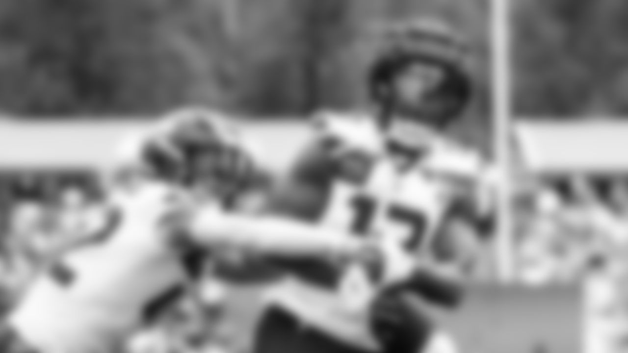 Seahawks linebacker Ernest Jones IV (13) practiced on day three of training camp on July 25, 2025 at the Virginia Mason Athletic Center.