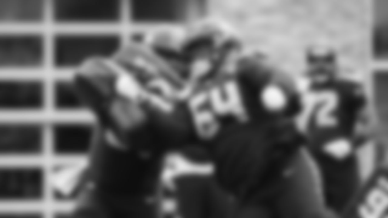 Seahawks guard Christian Haynes (64) practiced on Thursday, December 11, 2025 at the Virginia Mason Athletic Center.