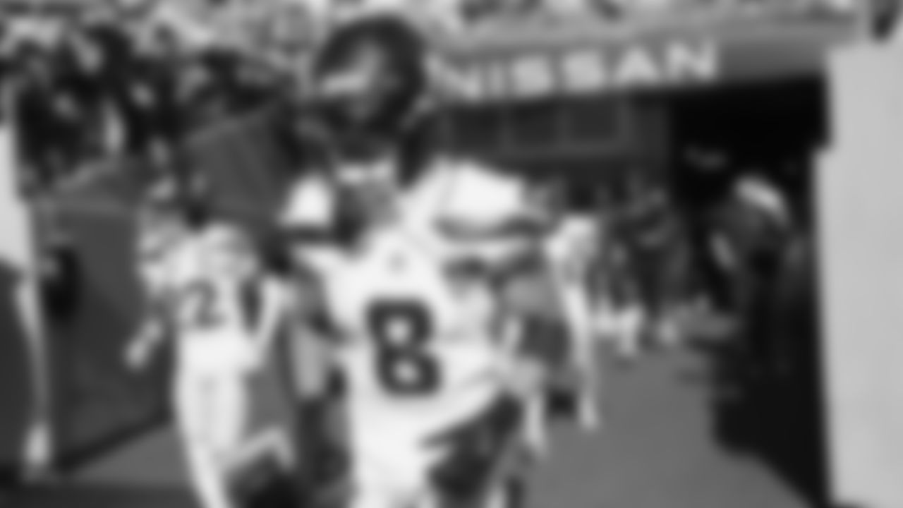 Seahawks safety Coby Bryant (8) hit the field at Nissan Stadium for the Week 12 matchup vs. the Titans in Nashville, Tennessee.