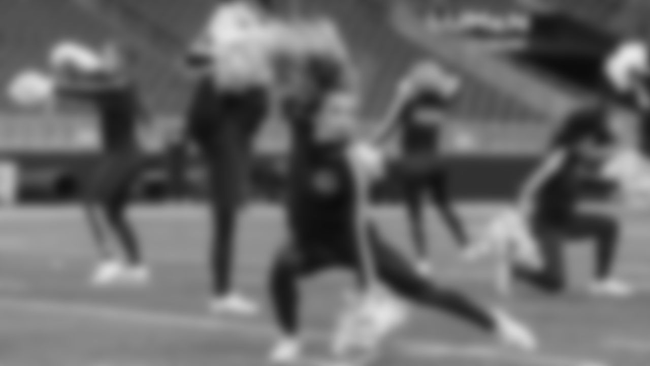 Lillian rehearsing a quarter break routine during pregame rehearsal.