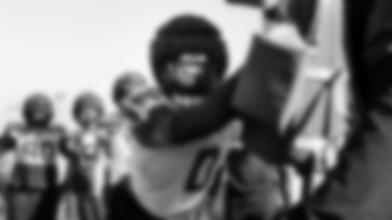 Seahawks defensive end DeMarcus Lawrence (0) practiced on Wednesday, February 4, 2026 in San Jose, California.