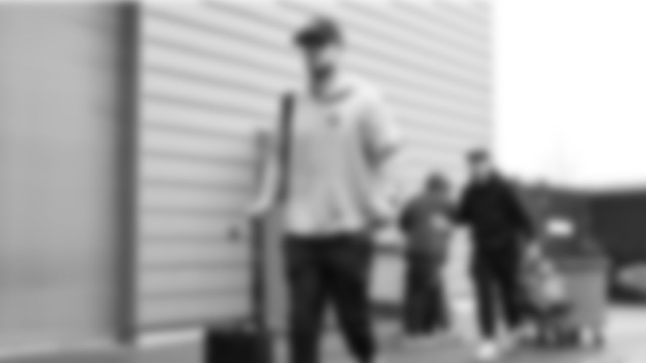 Seahawks quarterback Sam Darnold (14) departed the Virginia Mason Athletic Center on Saturday, November 15, 2025 for the Week 11 trip to Los Angeles.