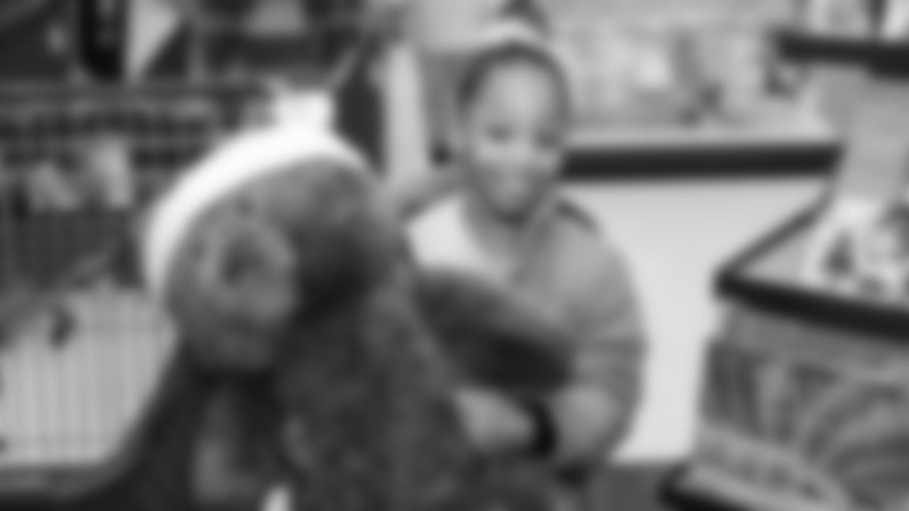 Seahawks offensive lineman Josh Jones was joined by fellow offensive linemen as they hosted a holiday shopping spree for kids from the Boys & Girls Club on December 9, 2025.