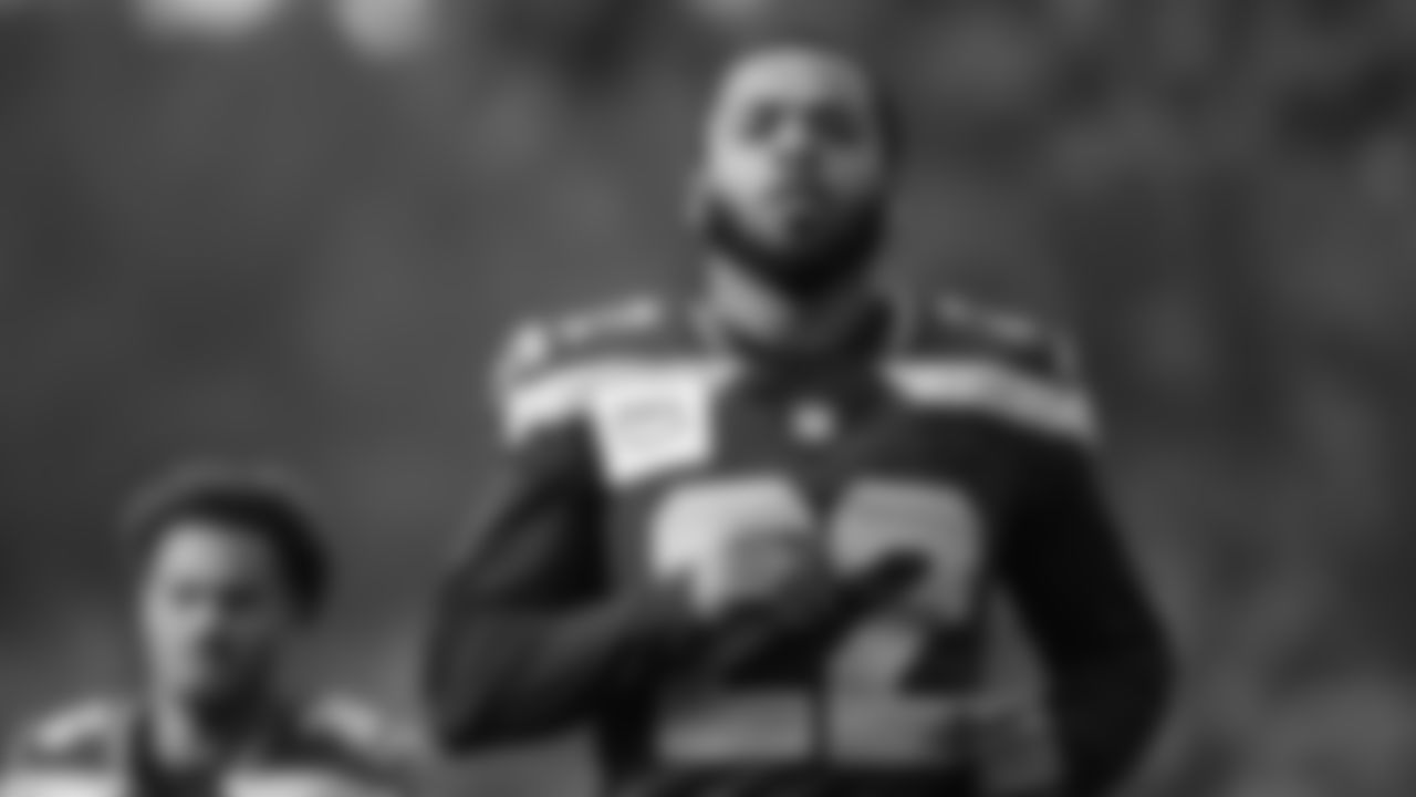 Seahawks running back Myles Gaskin (22) practiced on Friday, October 17, 2025 at the Virginia Mason Athletic Center.