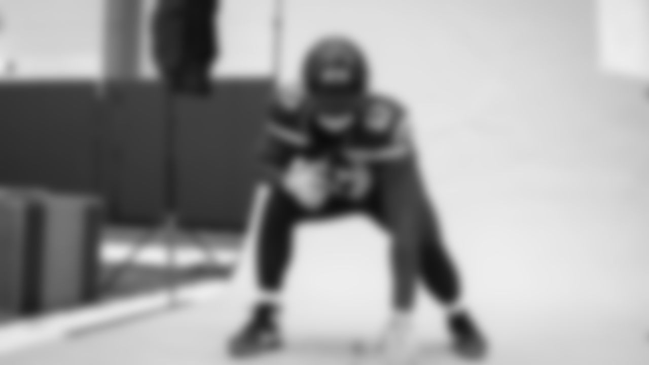 Seahawks tackle Charles Cross (67) at Seahawks media day on June 9, 2025