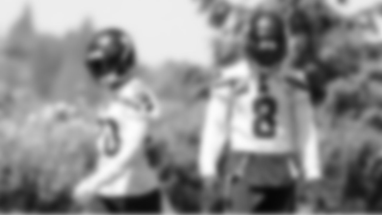 Seahawks safety Julian Love (20) and safety Coby Bryant (8) participated in a workout on day one of minicamp on Tuesday, June 10, 2025 at the Virginia Mason Athletic Center.