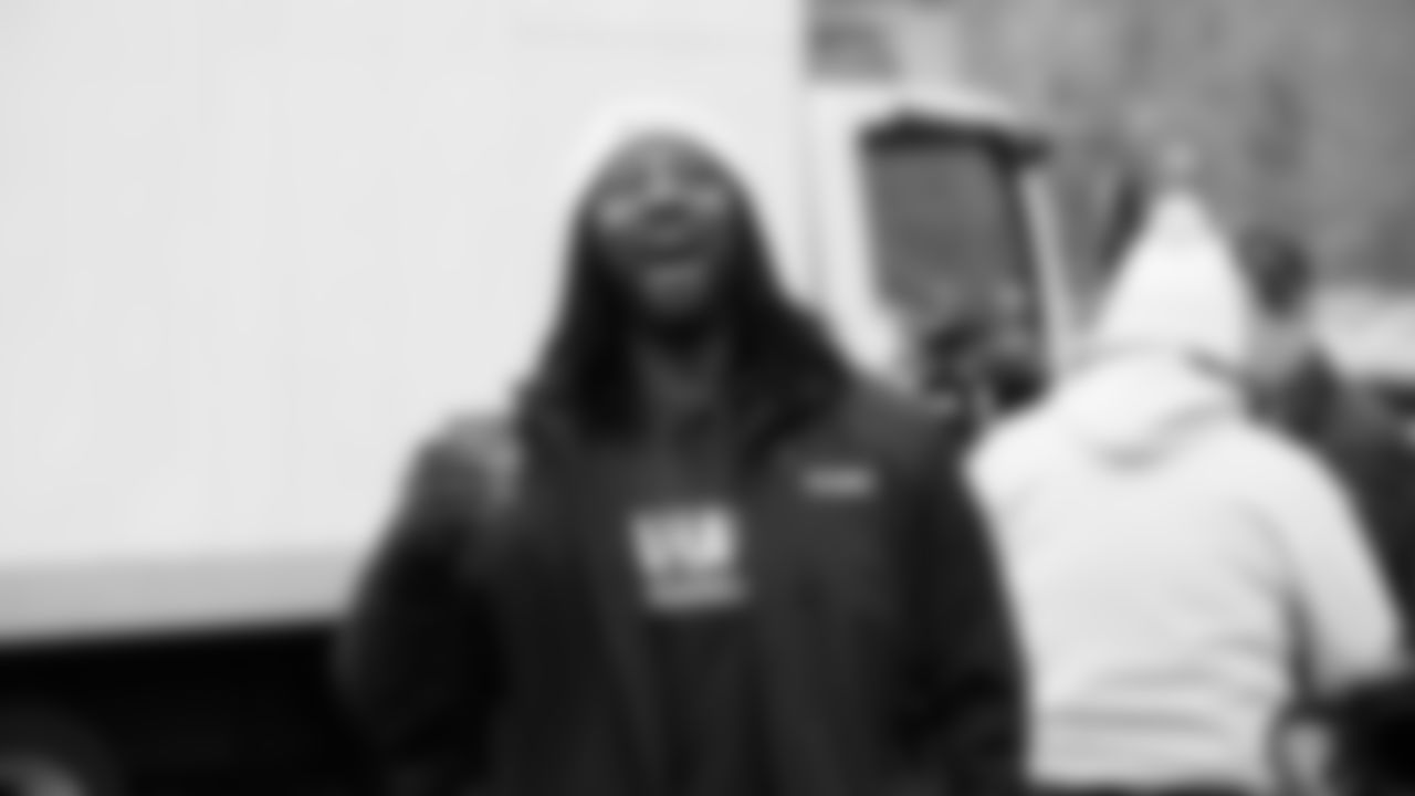 Seahawks Legend Marcus Trufant, quarterback Jalen Milroe, Blitz and the Seahawks Dancers participated in the Tacoma Police Department and Friends Thanksgiving Turkey Giveaway on November 18, 2025.