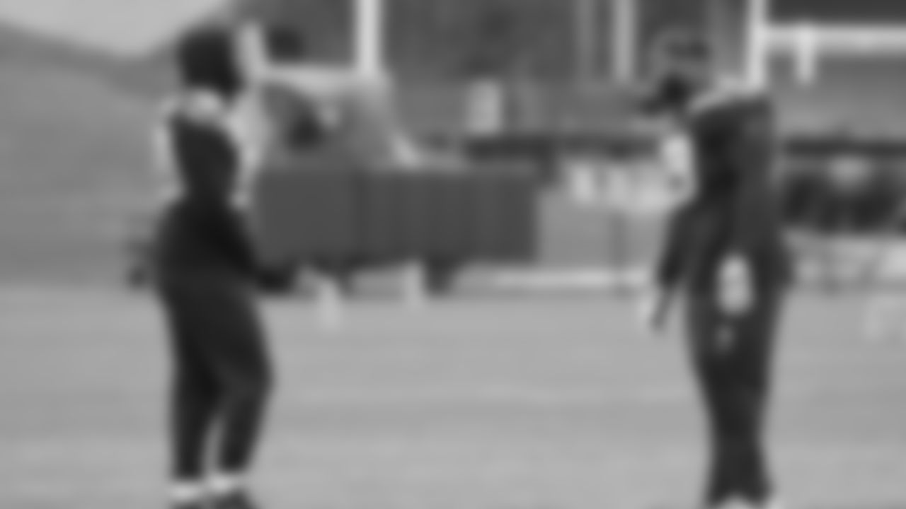 Seahawks linebacker Jamie Sheriff (50) and nose tackle Bubba Thomas (69) practiced on Wednesday, December 24, 2025 at the Virginia Mason Athletic Center.