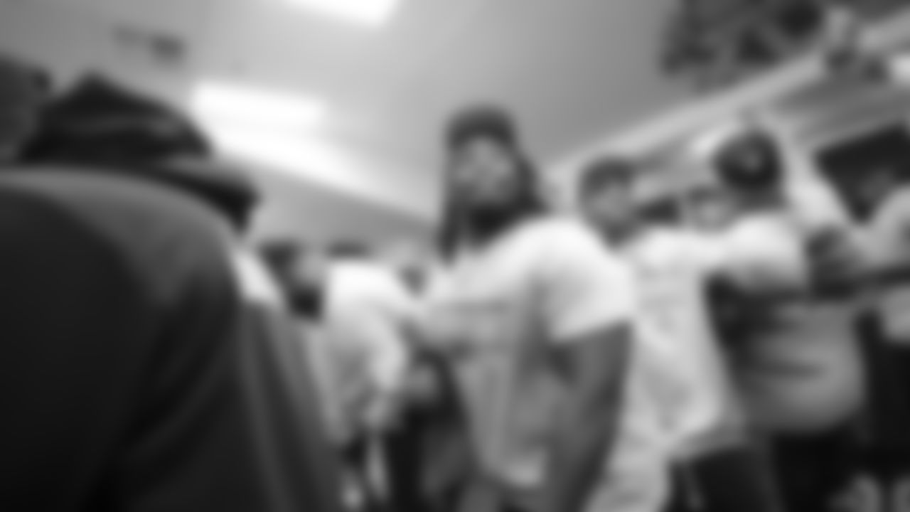 The Seahawks celebrate the 31-27 win vs. the Rams in the NFC Championship on Sunday, January 25, 2026.