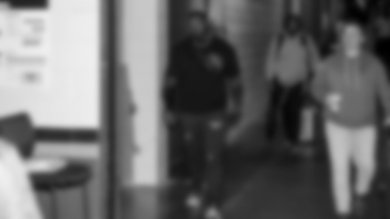 Seahawks defensive tackle Jarran Reed (90) arrived at Nissan Stadium for the Week 12 matchup vs. the Titans in Nashville, Tennessee.