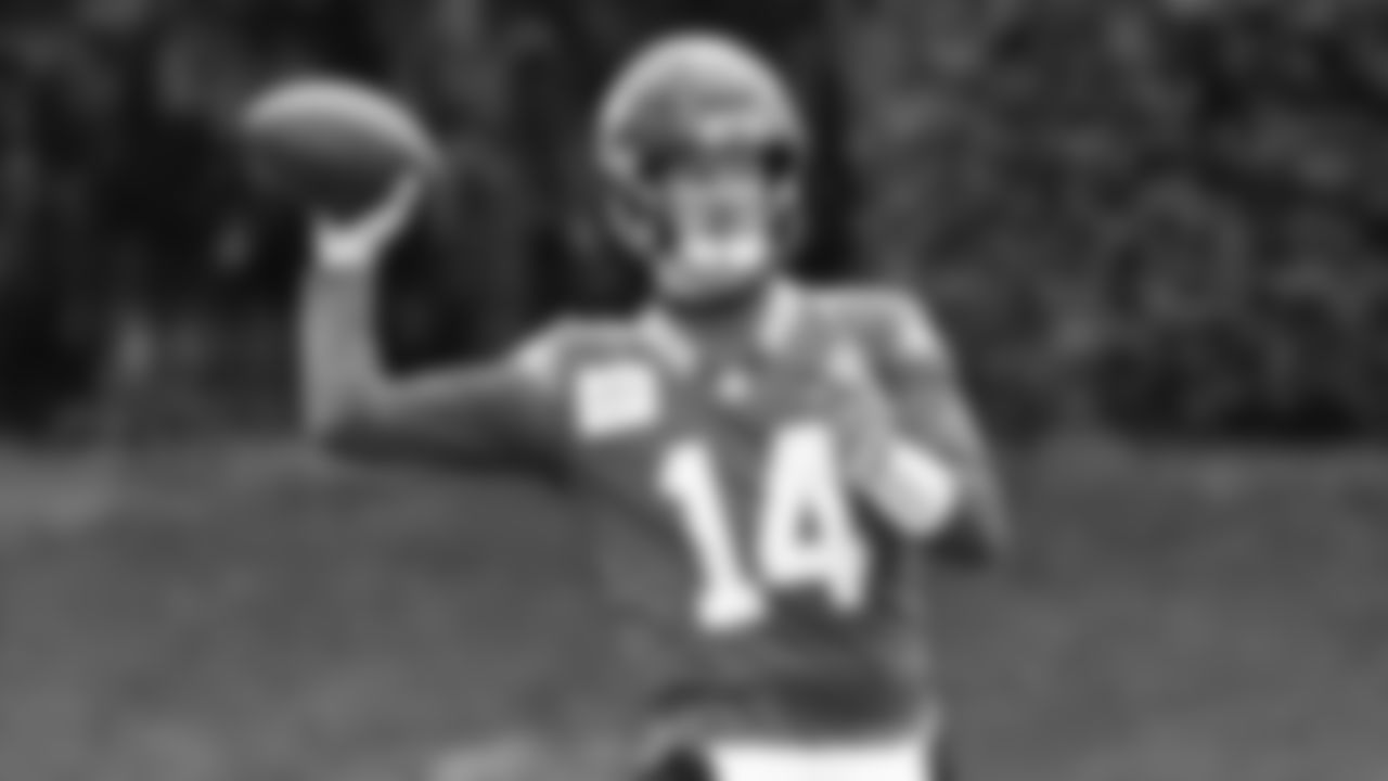 Seahawks quarterback Sam Darnold (14) practiced on Thursday, January 29, 2026 at the Virginia Mason Athletic Center.