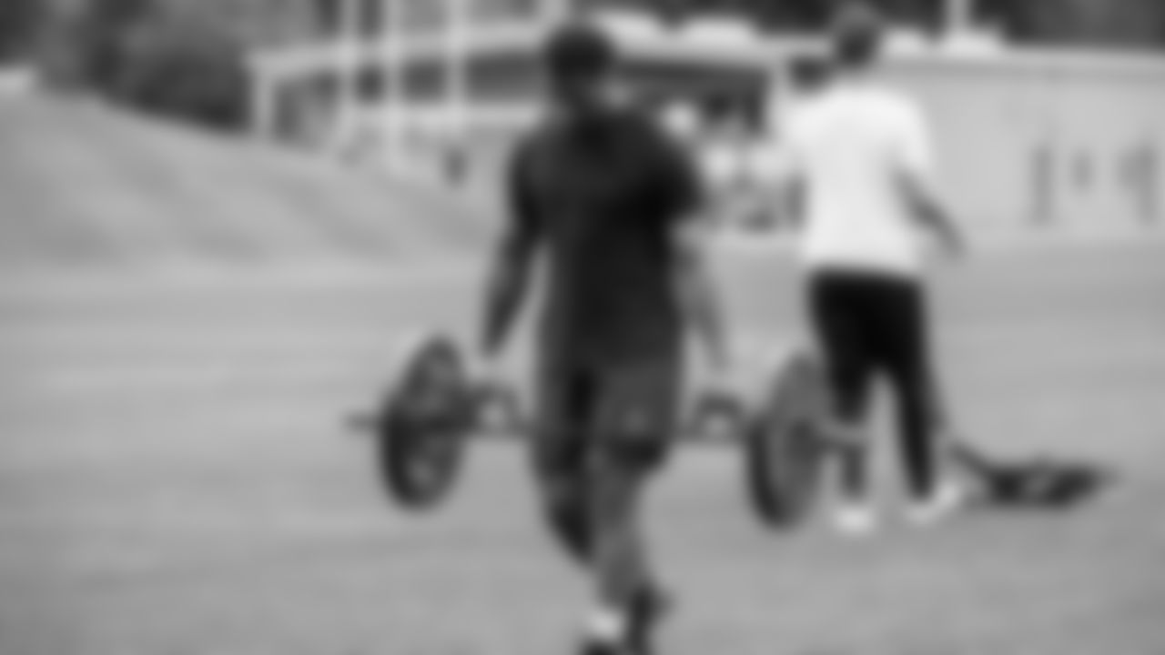 Seahawks running back George Holani (36) participated in a workout on April 30, 2025 at the Virginia Mason Athletic Center.