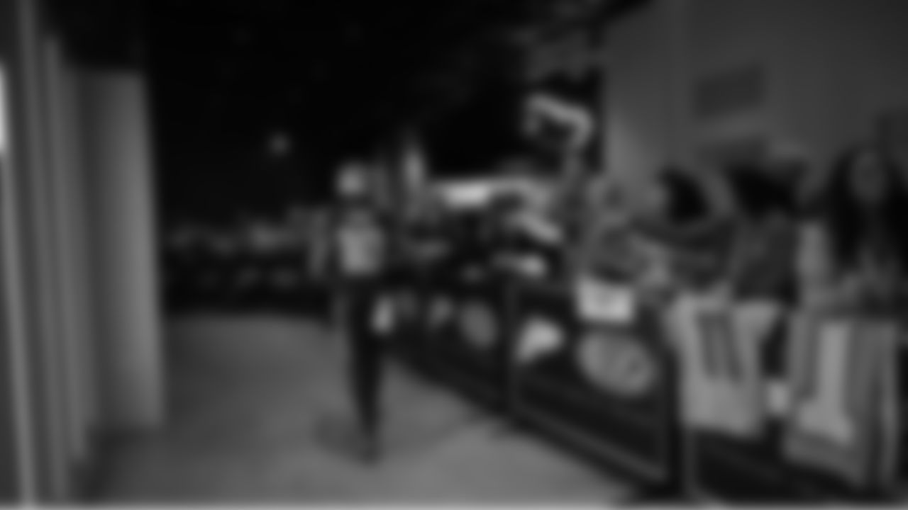 Seahawks wide receiver Cooper Kupp (10) walks through the Emerald Queen Casino tunnel club at Lumen Field for the Week 15 matchup vs. the Colts.