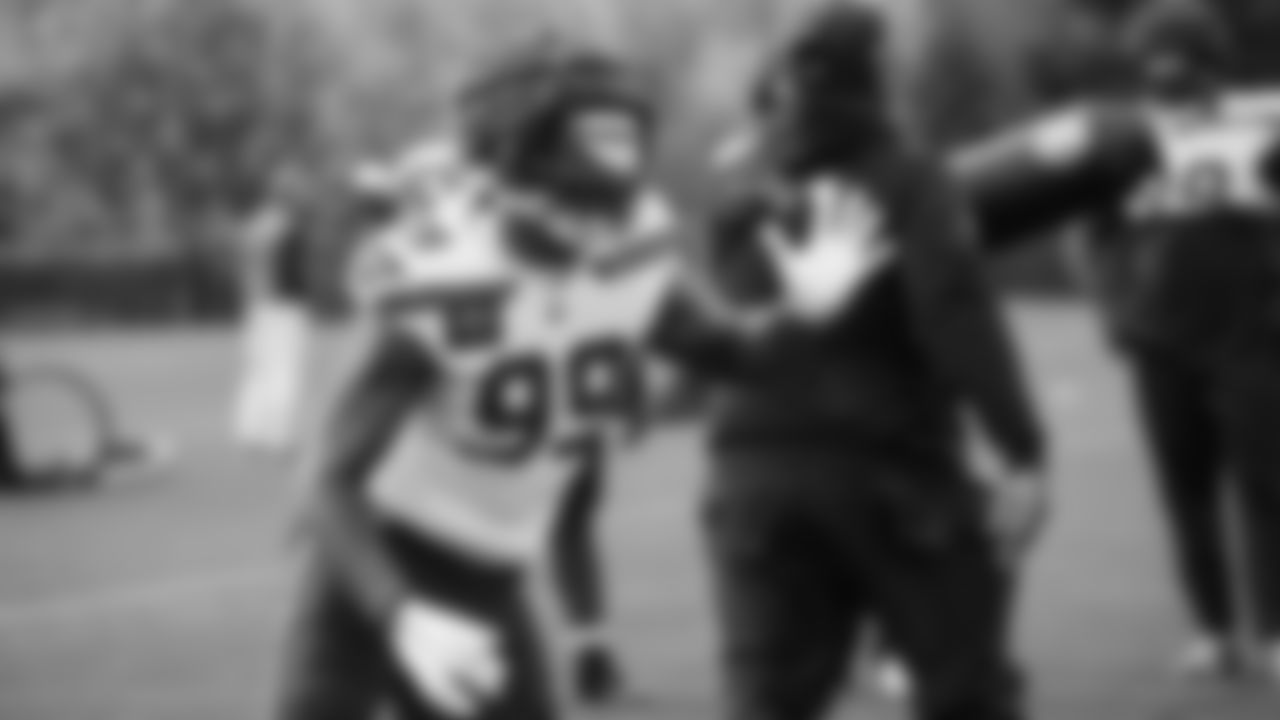 Seahawks defensive end Leonard Williams (99) practiced on Wednesday, October 29, 2025 at the Virginia Mason Athletic Center.