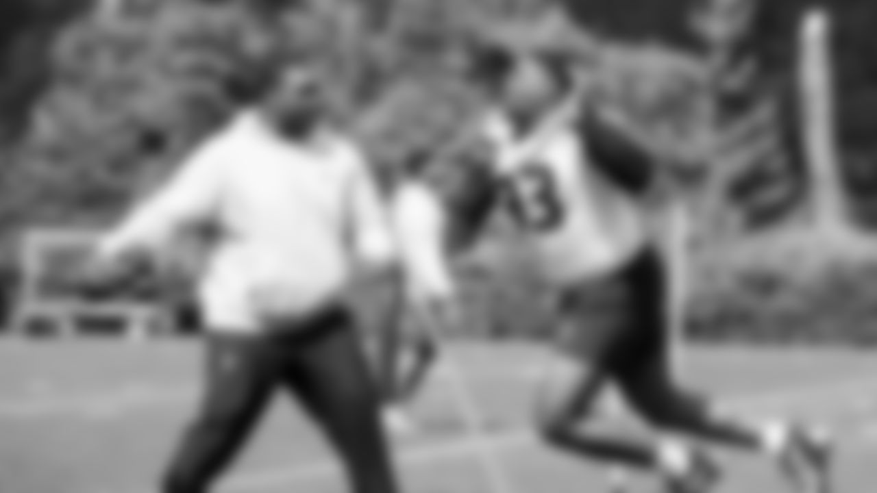 Seahawks nose tackle DeMeco Roland (93) participated in a workout on May 12, 2025 at the Virginia Mason Athletic Center.