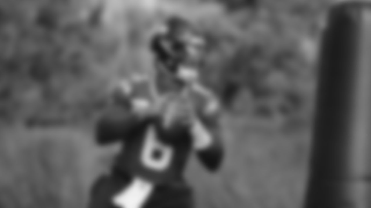 Seahawks quarterback Jalen Milroe (6) practiced on Wednesday, January 14, 2026 at the Virginia Mason Athletic Center.