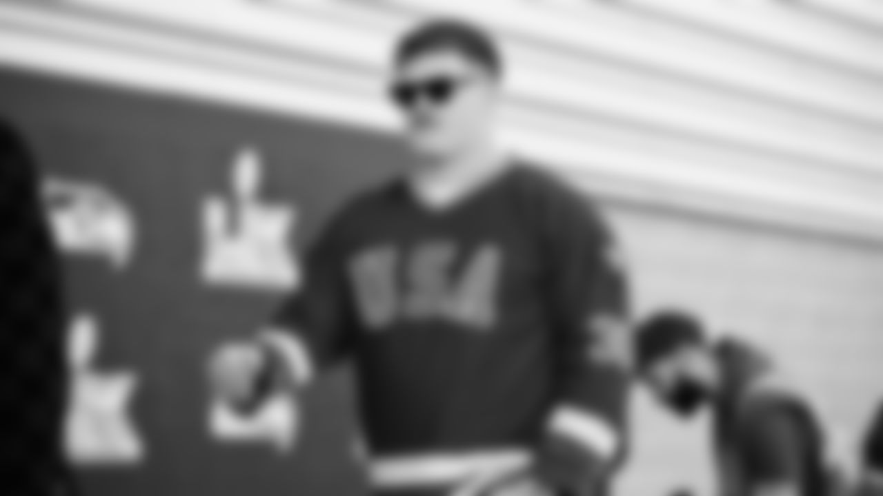 Seahawks guard Grey Zabel (76) arrived at Levi's Stadium for the Super Bowl LX matchup vs. the New England Patriots on Sunday, February 8, 2026.