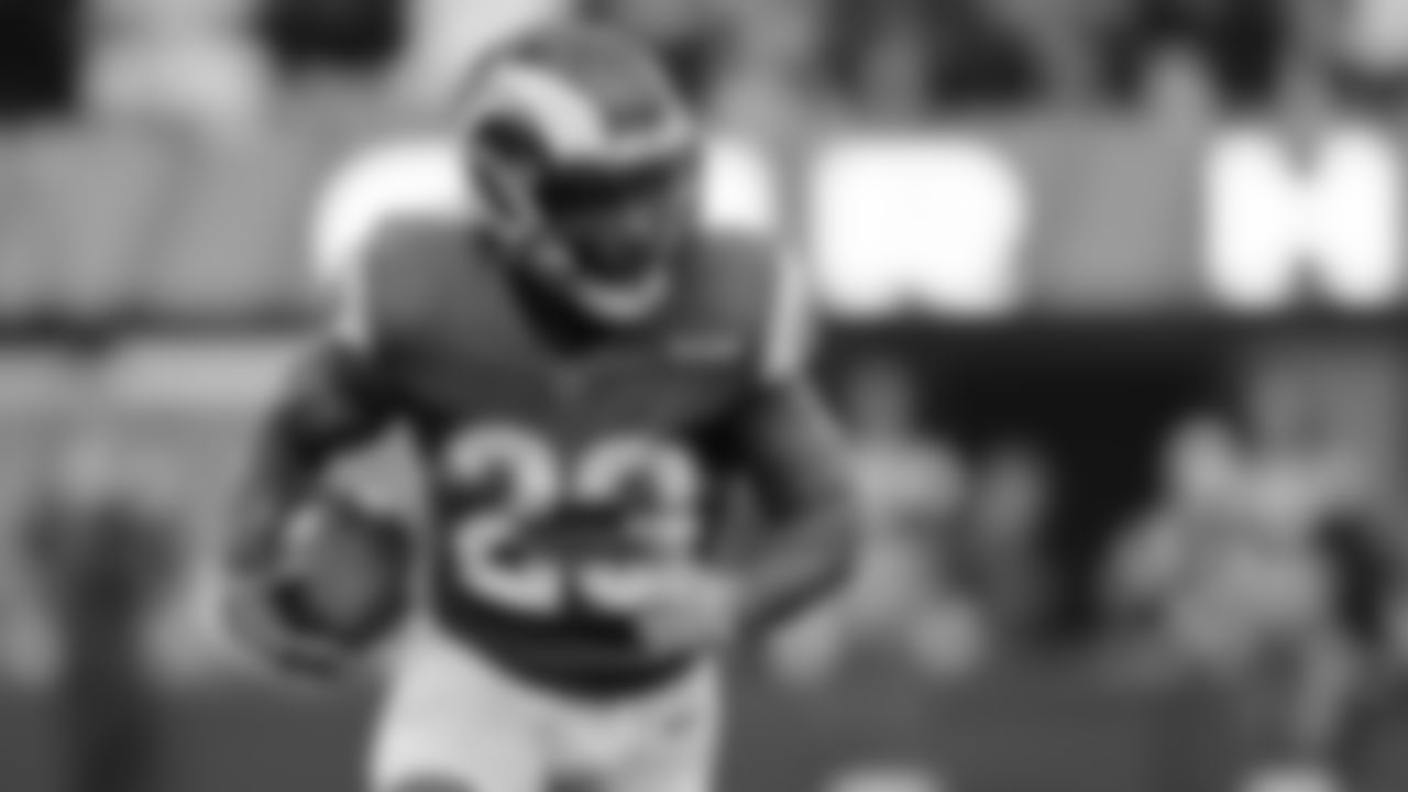 Los Angeles Rams running back Cam Akers (23) carries the ball during the NFC Championship NFL football game against the San Francisco 49ers, Sunday, Jan. 30, 2022, in Inglewood, Calif. The Rams won 20-17. (Ben Liebenberg via AP)