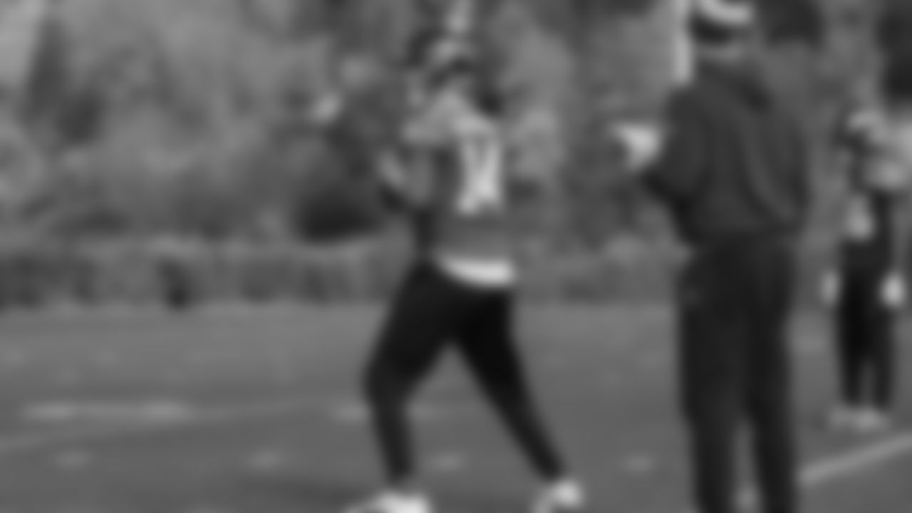Seahawks quarterback Sam Darnold (14) practiced on Friday, November 7, 2025 at the Virginia Mason Athletic Center.