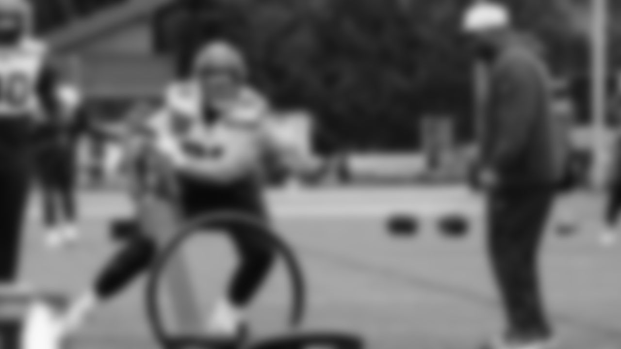 Seahawks defensive tackle Rylie Mills (98) practiced on Friday, January 30, 2026 at the Virginia Mason Athletic Center.