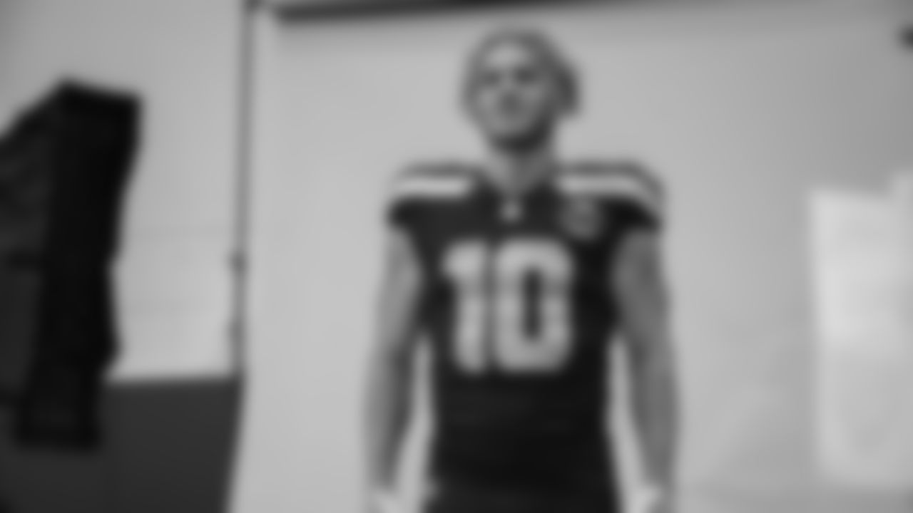 Seahawks wide receiver Cooper Kupp (10) at Seahawks media day on June 9, 2025