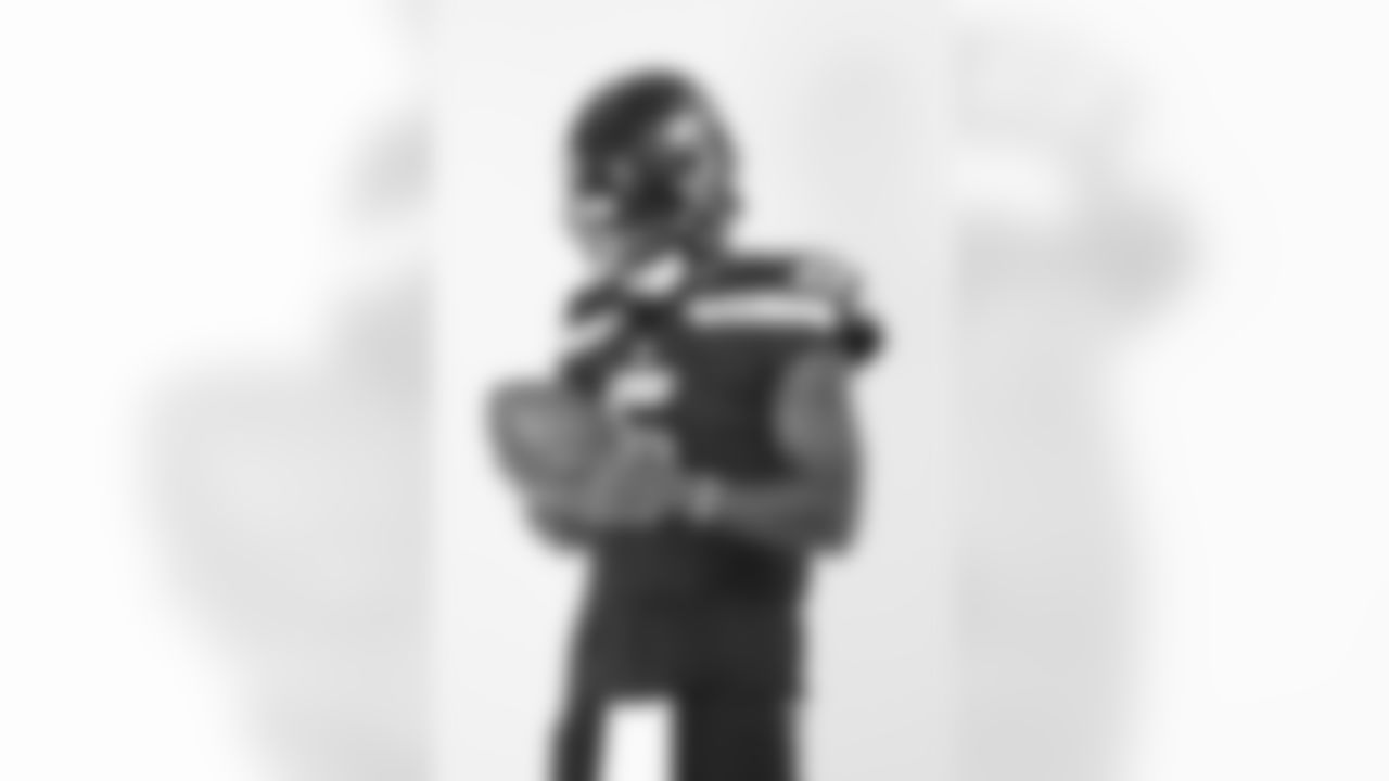 Seattle Seahawks quarterback Jalen Milroe (6) poses for a portrait during the NFLPA Rookie Premiere on Saturday, May 17, 2025 in Thousand Oaks, Calif. (Ben Liebenberg/NFL)