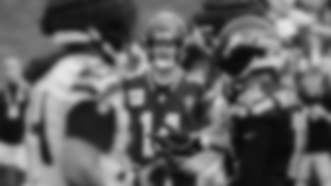 Seahawks quarterback Sam Darnold (14) practiced on day three of training camp on July 25, 2025 at the Virginia Mason Athletic Center.