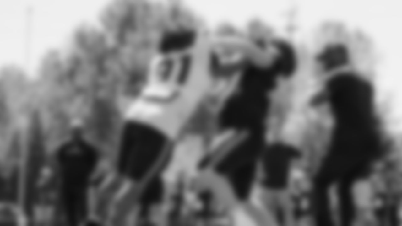 Seahawks defensive tackle Byron Murphy II (91) and guard Grey Zabel (76) practiced on day six of training camp on July 29, 2025 at the Virginia Mason Athletic Center.