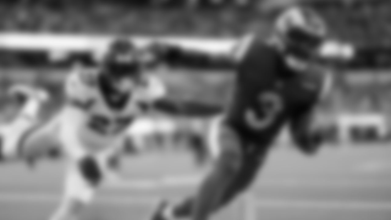 Los Angeles Rams running back Cam Akers (3) runs the football to score a touchdown during an NFL football game against the Denver Broncos, Sunday, Dec. 25, 2022, in Inglewood, Calif. The Rams defeated the Broncos, 51-14. (Ryan Kang via AP)