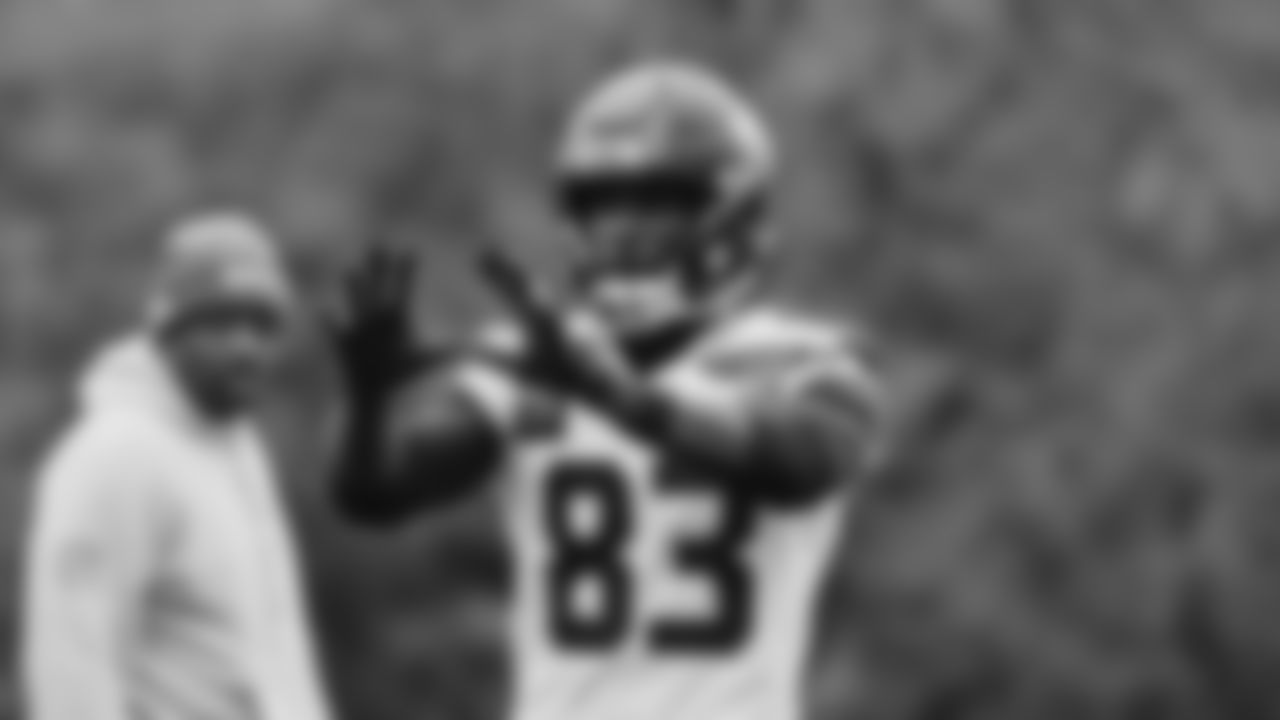 Seahawks wide receiver Dareke Young (83) practiced on Thursday, December 4, 2025 at the Virginia Mason Athletic Center.