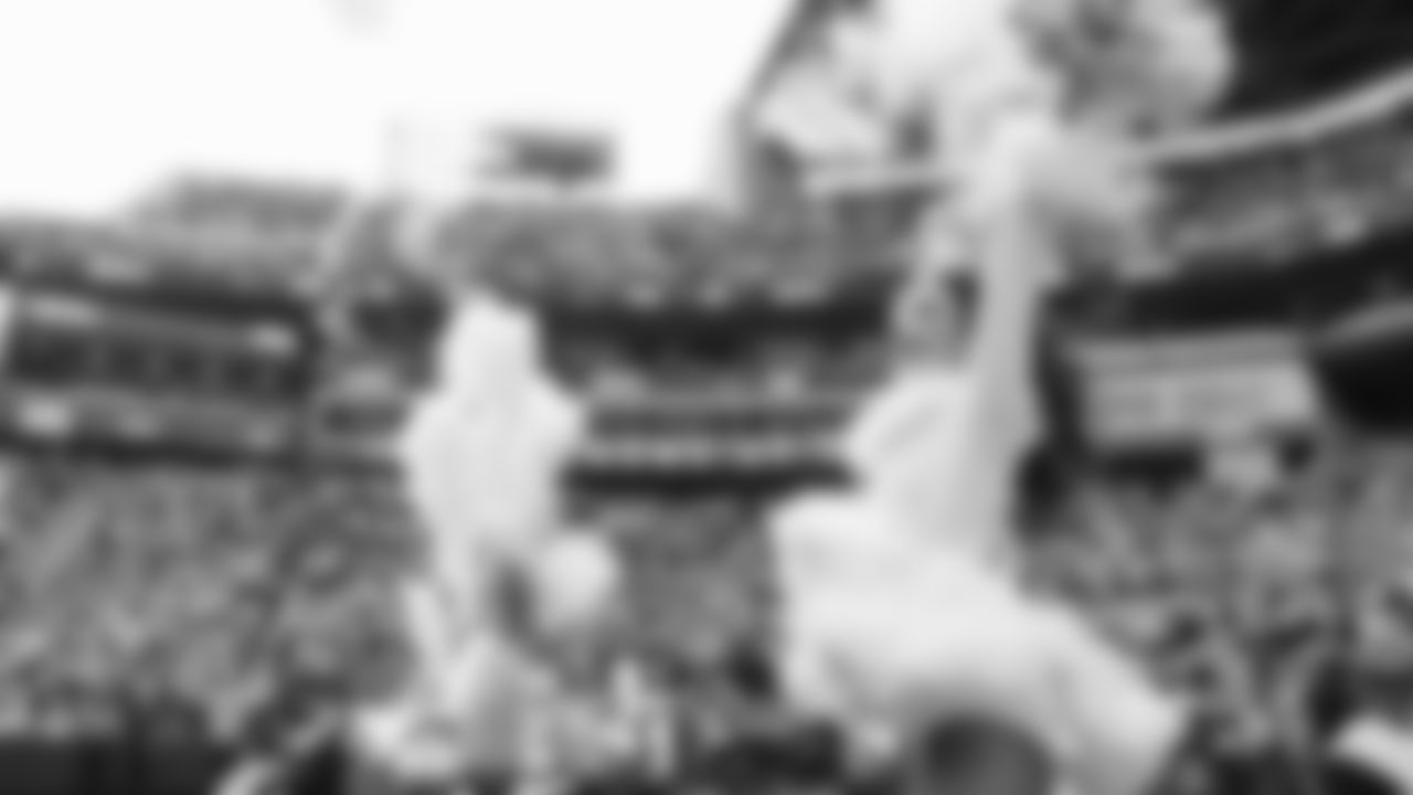 Miranda cheering on the Seahawks as they run out of tunnel prior to kickoff.