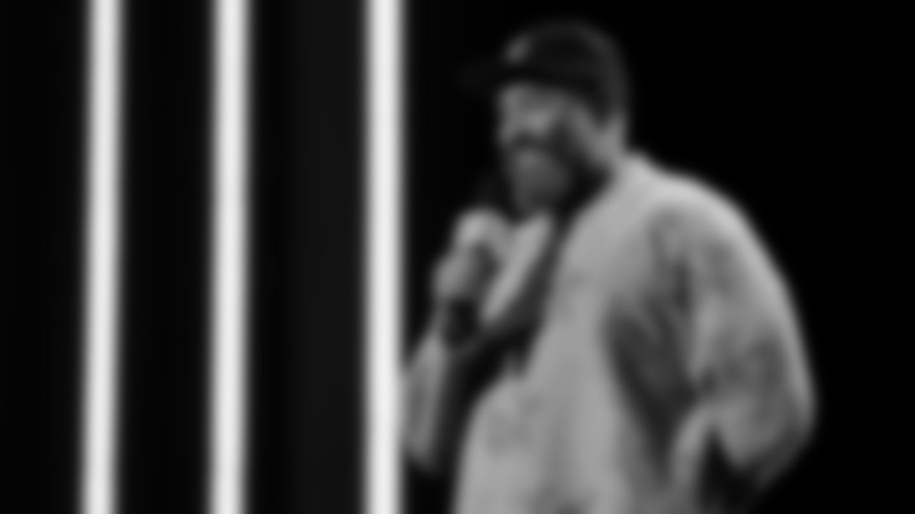 Apple Music's Ebro Darden speaks at the Apple Music Halftime Show press conference ahead of the Super Bowl 60 football game on Thursday, February 5, 2026 in San Francisco. (Kathryn Riley/NFL)