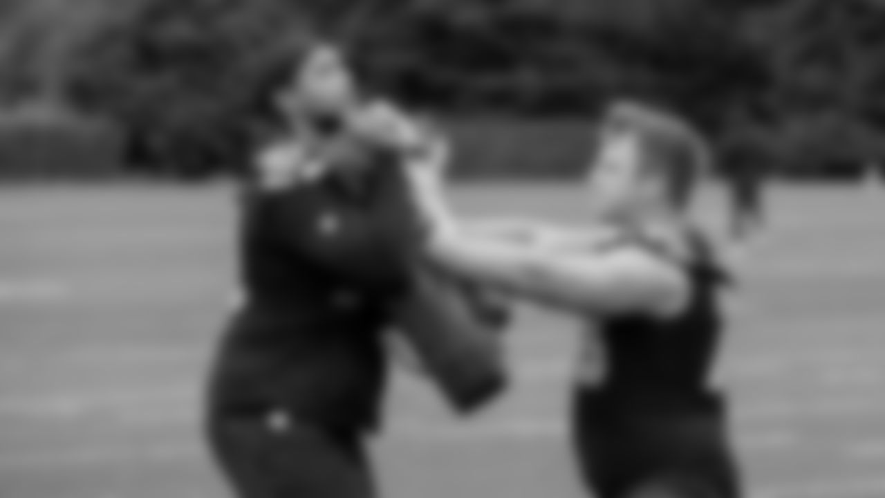 Seahawks offensive lineman Mason Richman (78) and tackle Amari Kight (79) participated in a workout on May 20, 2025 at the Virginia Mason Athletic Center.