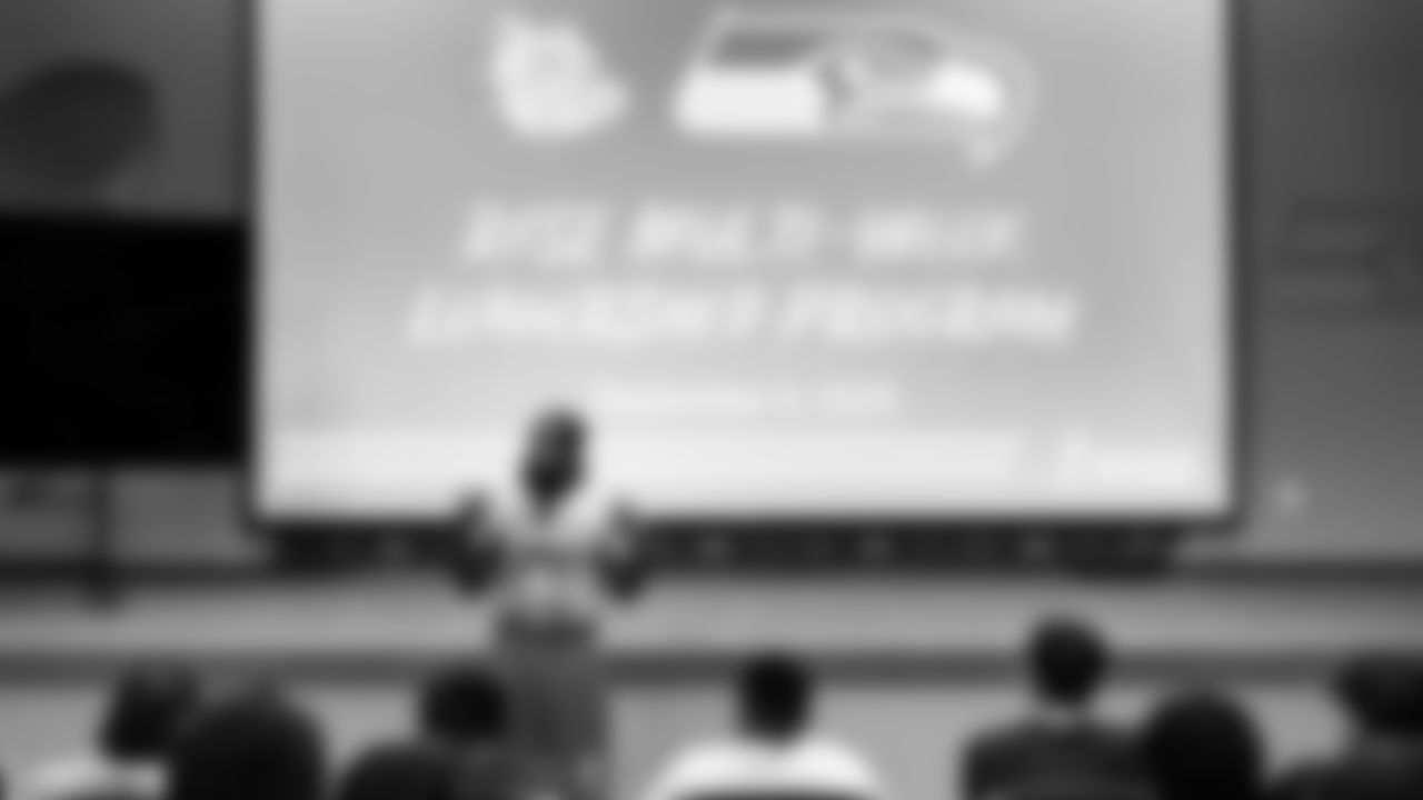 The Seahawks hosted the Foster High School Football team for the Rise with the Hawks leadership development program on September 9, 2025 at the Virginia Mason Athletic Center.