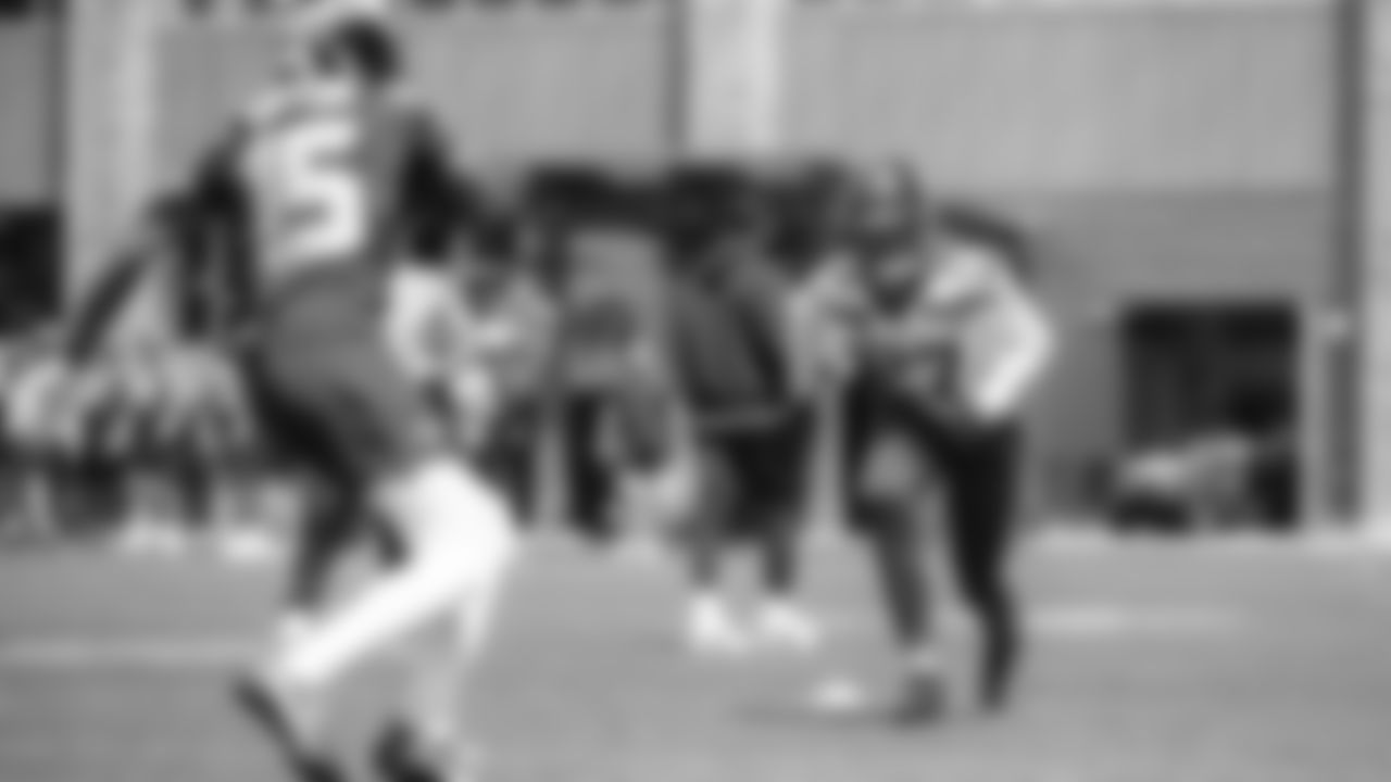 Seahawks cornerback Riq Woolen (27) participated in a workout on day four of OTAs on Monday, June 2, 2025 at the Virginia Mason Athletic Center.