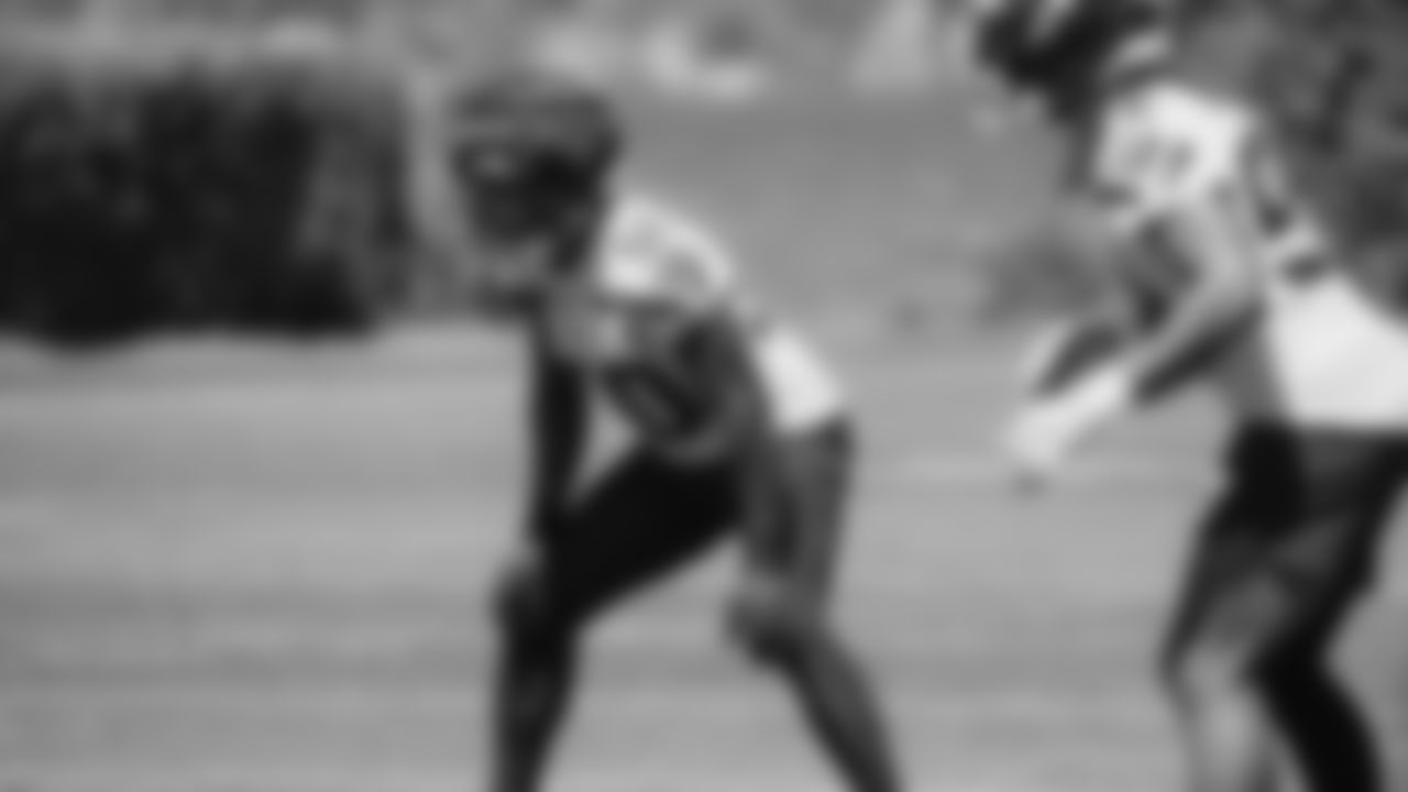 Seahawks linebacker Jamie Sheriff (50) practiced on day two of training camp on July 24, 2025 at the Virginia Mason Athletic Center.