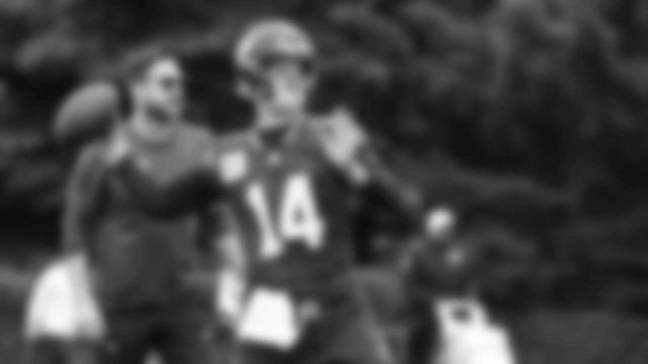 Seahawks quarterback Sam Darnold (14) participated in a workout on day two of OTAs on Thursday, May 29, 2025 at the Virginia Mason Athletic Center.