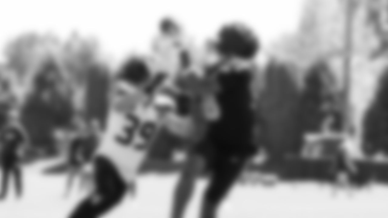 Seahawks tight end Elijah Arroyo (18) and safety Ty Okada (39) practiced on day six of training camp on July 29, 2025 at the Virginia Mason Athletic Center.