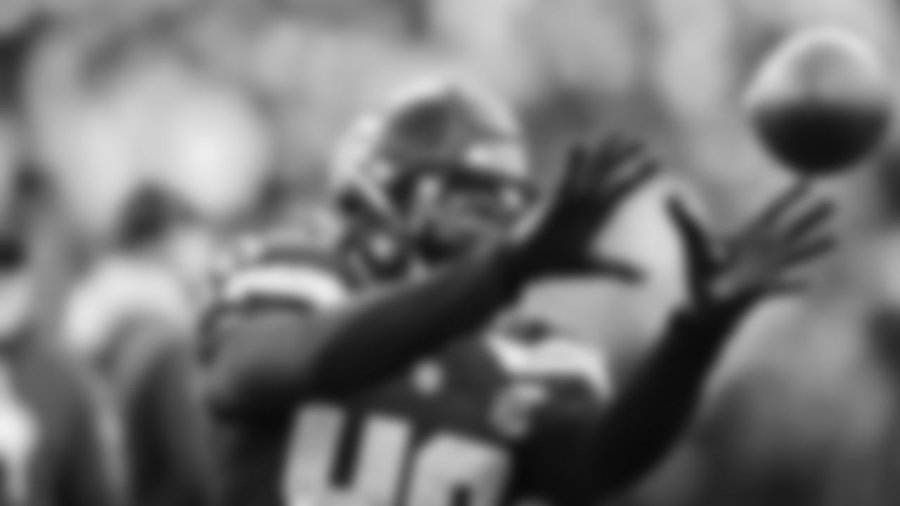 Seahawks linebacker Tyrice Knight (48) warms up at Lumen Field for the NFC Championship game vs. the Los Angeles Rams on Sunday, January 25, 2026.