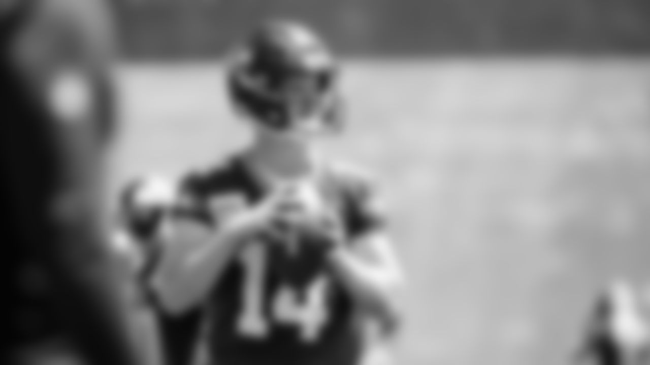 Seahawks quarterback Sam Darnold (14) participated in a workout on day one of minicamp on Tuesday, June 10, 2025 at the Virginia Mason Athletic Center.