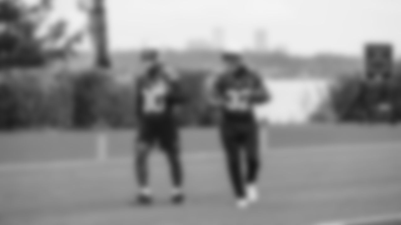 Seahawks running back Cam Akers (30) and running back Velus Jones Jr. (32) practiced on Wednesday, November 26, 2025 at the Virginia Mason Athletic Center.