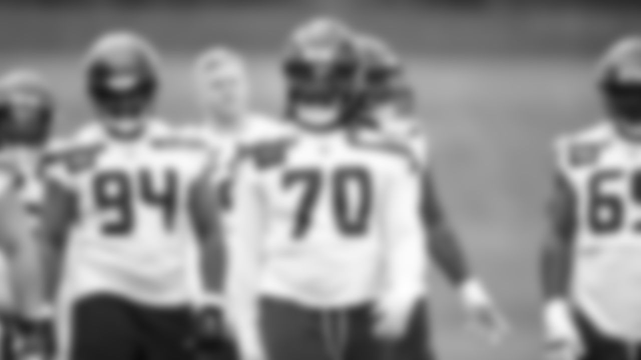 Nose tackle J.R. Singleton (70) practiced on day two of rookie minicamp on May 3, 2025 at the Virginia Mason Athletic Center.