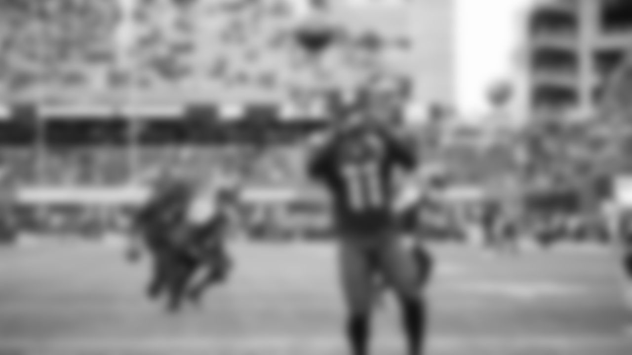 Seahawks wide receiver Jaxon Smith-Njigba (11) warms up at Lumen Field for the Week 15 matchup vs. the Indianapolis Colts.