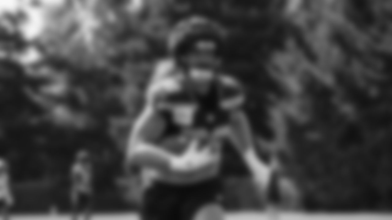 Seahawks fullback Brady Russell (38) practiced on Thursday, August 28, 2025 at the Virginia Mason Athletic Center.