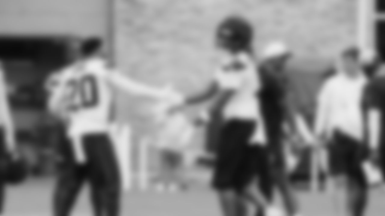 Seahawks safety Julian Love (20) and safety Nick Emmanwori (3) practiced on day three of training camp on July 25, 2025 at the Virginia Mason Athletic Center.