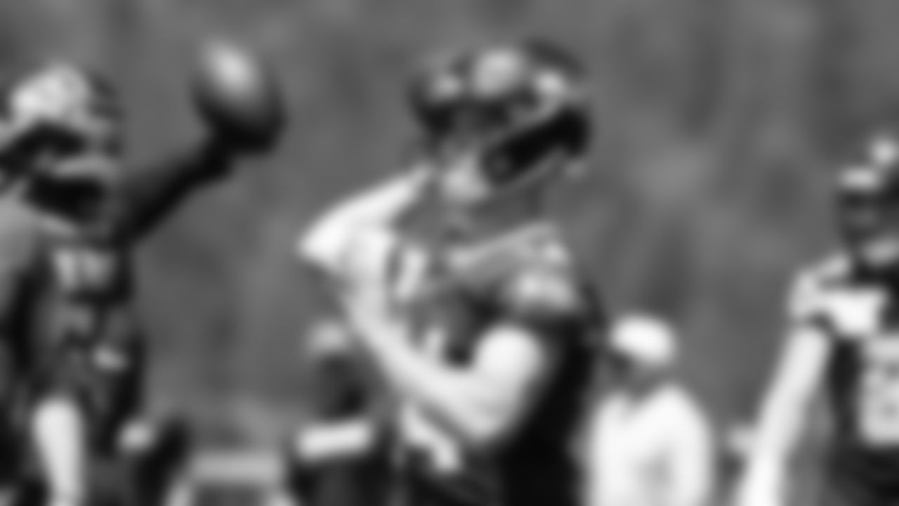 Seahawks quarterback Sam Darnold (14) participated in a workout on day two of minicamp on Wednesday, June 11, 2025 at the Virginia Mason Athletic Center.